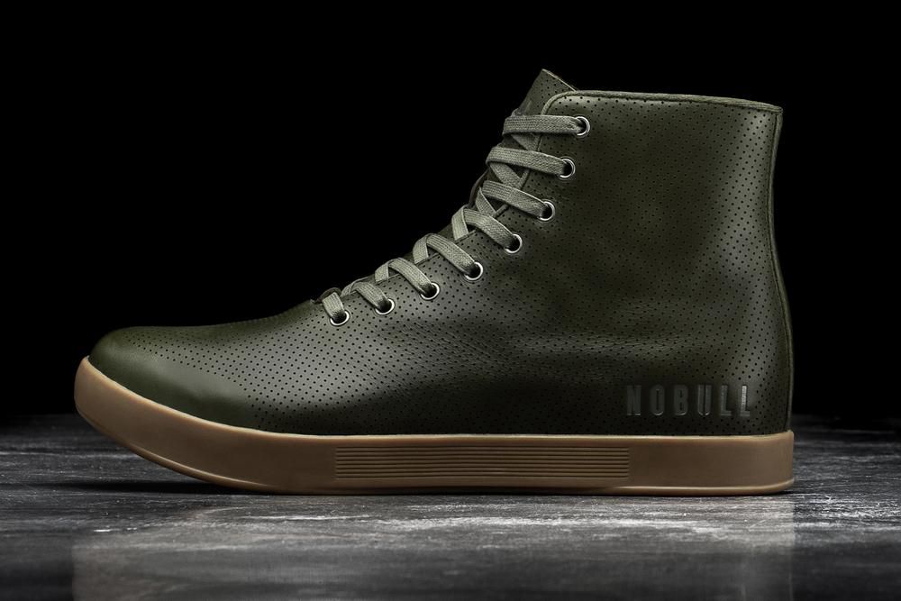 Baskets Montantes NOBULL Femme Vert - Chaussures NOBULL High-Top Leather,France (8403-MOKTB)